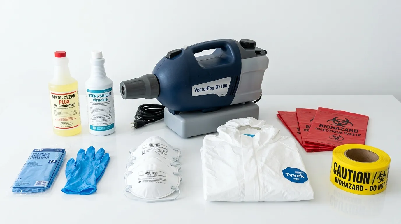 Professional biohazard remediation crew working in Mansfield